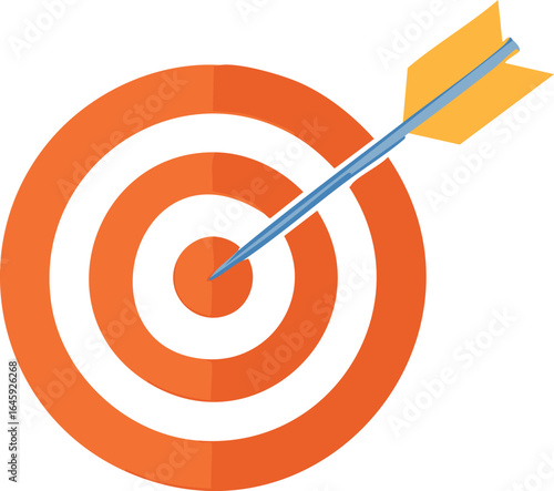 target with arrow, Vector Bullseye Target with Bright Colors and Golden Arrow for Success Concept

