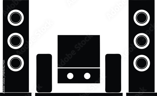 home theater system silhouette vector art illustration