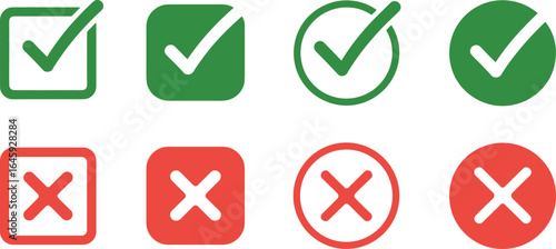 Free Download Green check marks and red crosses in square and circle shapes x mark - GFXLoad