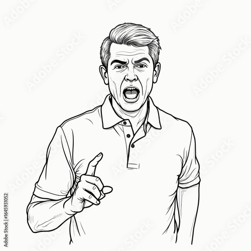 Angry man gesturing and shouting while wearing a polo shirt  