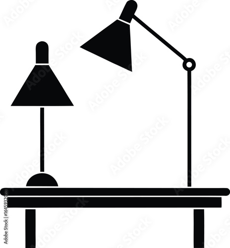 Tabletop Lighting Kit silhouette vector art illustration and minimal black and white design