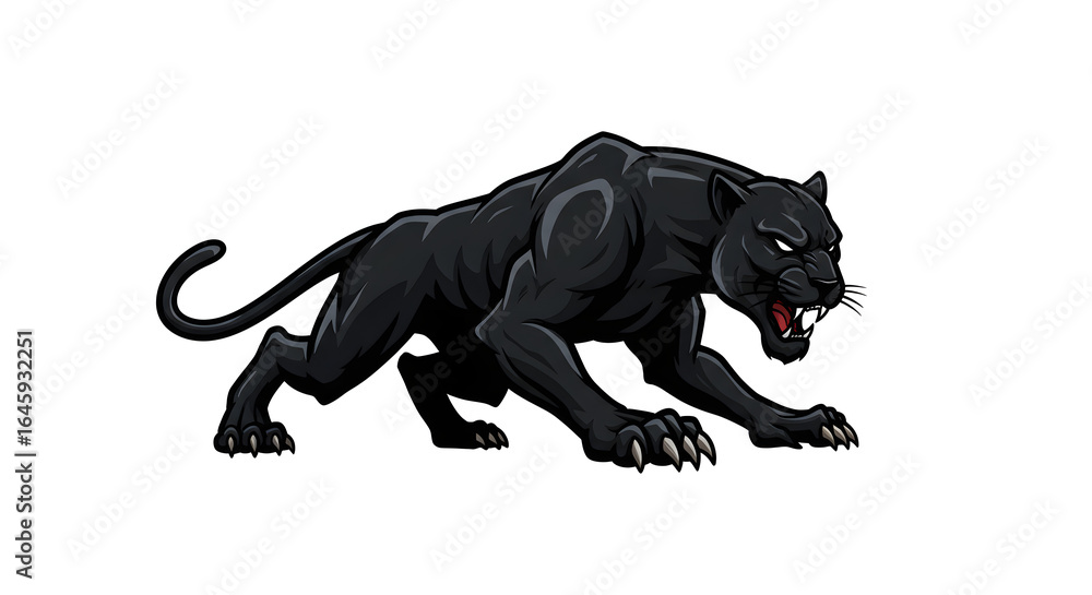 Obraz premium Black Panther Logo Vector Animal - Fierce Predator Illustration, Wildlife Graphic Design