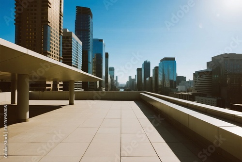 A modern cityscape featuring tall skyscrapers under a bright blue sky, showcasing urban architecture and city development.
