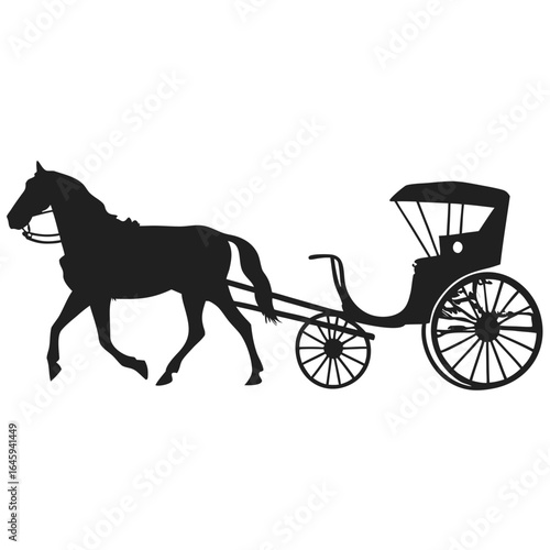 Horse pulling carriage silhouette