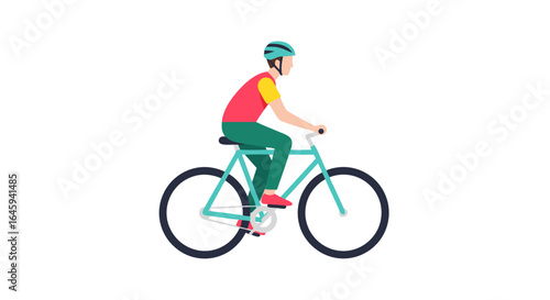 Minimalist depiction of a cyclist, vector illustration style on an isolated white background illustrating a healthy, active lifestyle