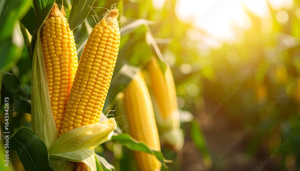 Obraz premium Ripe Corn in Sunny Field.