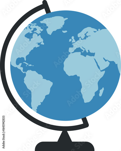 Blue globe on stand global education travel icon