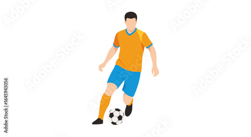 Dynamic soccer player illustration showcasing sportsmanship and athletic skill in vibrant color scheme for sports content, advertisement, or design
