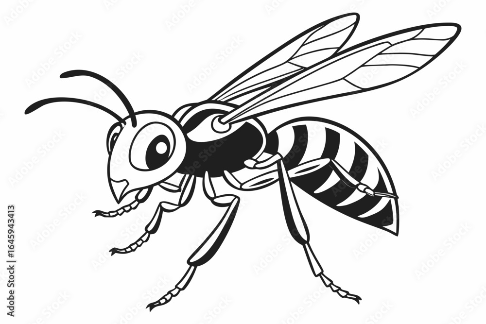 Fototapeta premium Wasp animal sihouette black vector