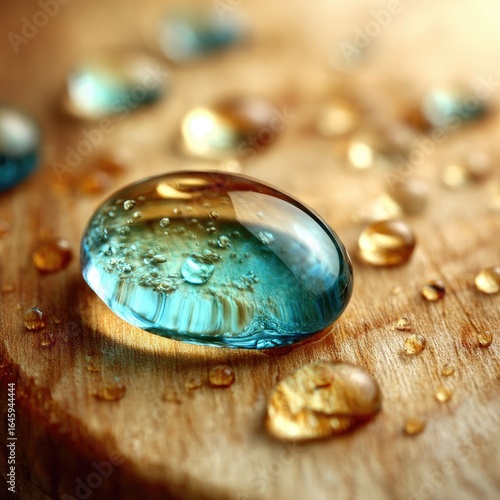 Close-up of water droplets on wood