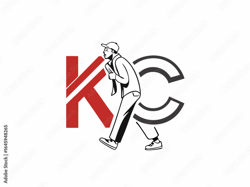 Obraz premium Profile of a man in a baseball cap, featuring the initials 