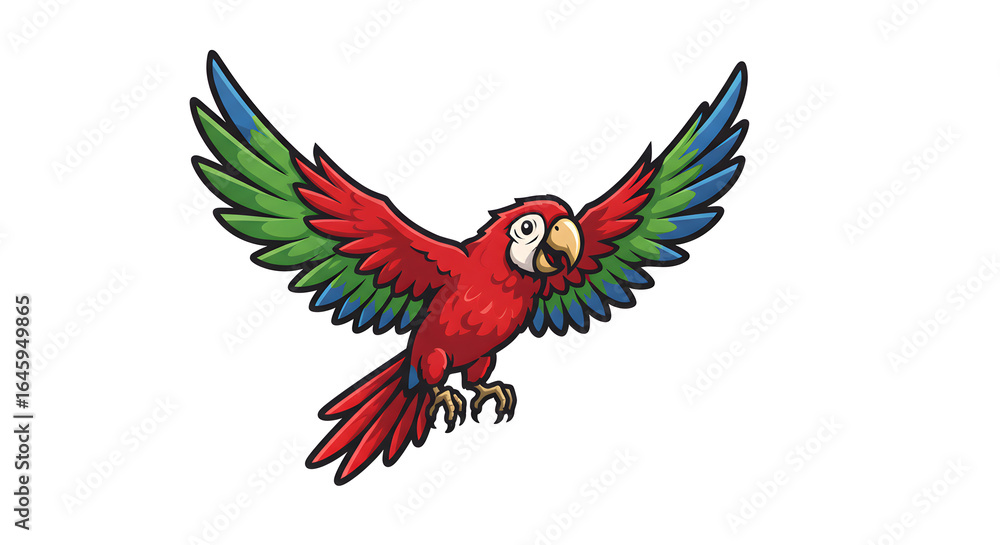 Fototapeta premium Stunning 3D Vector Art of a Colorful Parrot Emoji in Flight A Vibrant Animal Illustration, Perfect for Digital Designs and Artistic Projects, Capturing the Beauty of Nature, a Symbol of Freedom.