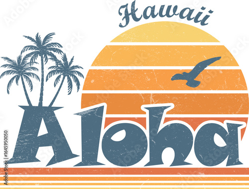 Hawaiian Tropical Sunset With Palm Trees 