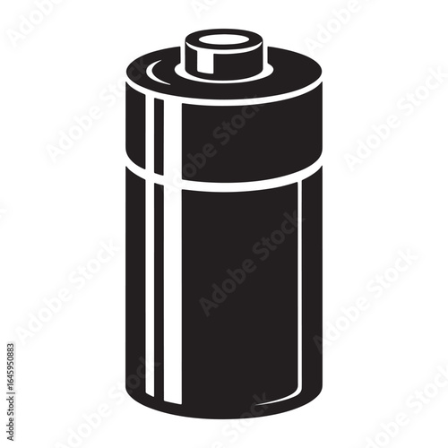 Black battery icon with white details on white background power energy