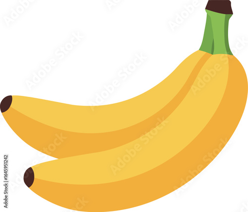 Ripe yellow bananas bunch isolated white background