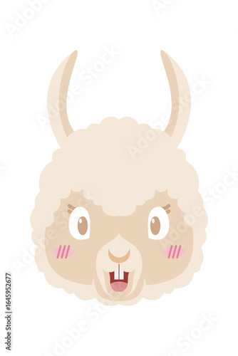 Cute cartoon llama. Vector illustration isolated on white background. Llama cartoon design, Animal cute zoo life nature character childhood and adorable theme Vector illustration
