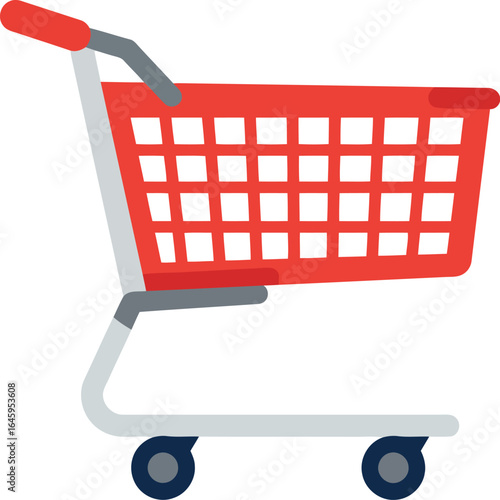 Red shopping cart isolated on white