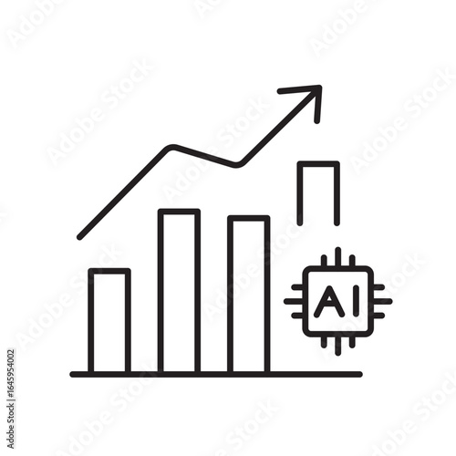 A vector icon representing a combo chart for AI-powered mixed data analysis, created in line style with editable stroke
