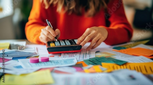 Woman working on finances