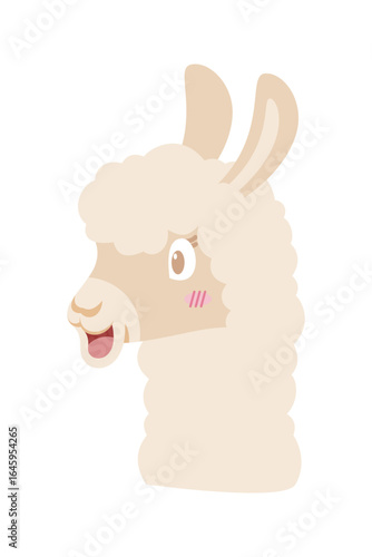 Cute cartoon llama. Vector illustration isolated on white background. Llama cartoon design, Animal cute zoo life nature character childhood and adorable theme Vector illustration