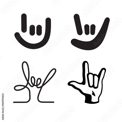 Vector ILY sign (Deaf symbol) icon illustration — "I Love You" graphic element