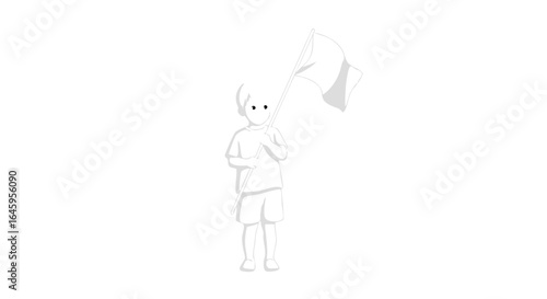 Child holding white flag symbolizing peace surrender or truce conveying vulnerability and hope