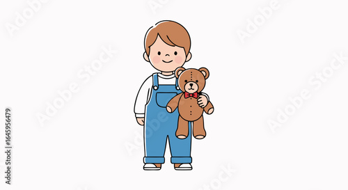 Joyful child hugging a beloved teddy bear, capturing innocence and childhood comfort.