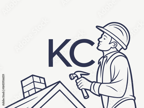 Profile of a man in a baseball cap, featuring the initials "KC" and decorative foliage.