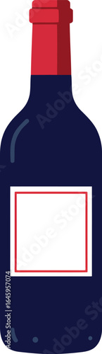 Red wine bottle with blank label isolated