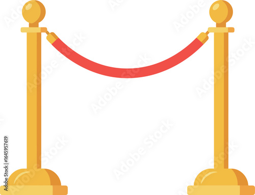 Golden stanchions with red rope barrier
