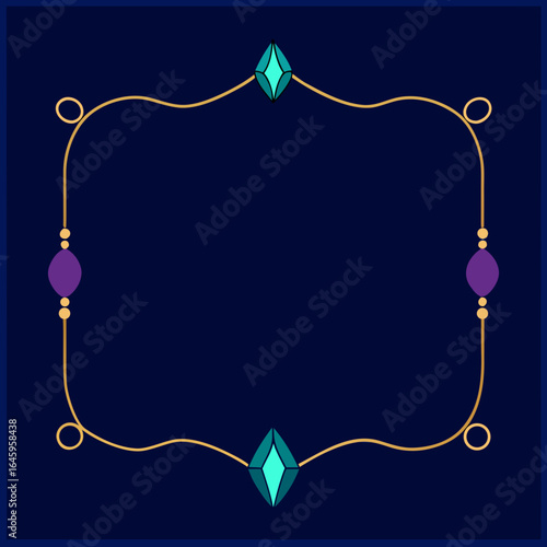 Elegant dark blue frame with gold and gem accents