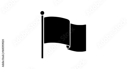 Waving flag minimalist in a white background black and white icon