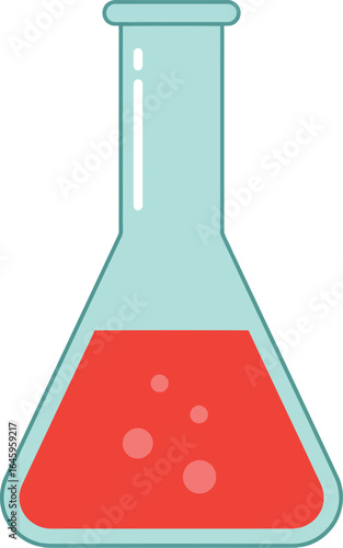 Red liquid in erlenmeyer flask science lab equipment