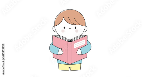 Joyful child engrossed in reading a captivating storybook, sparking imagination and learning