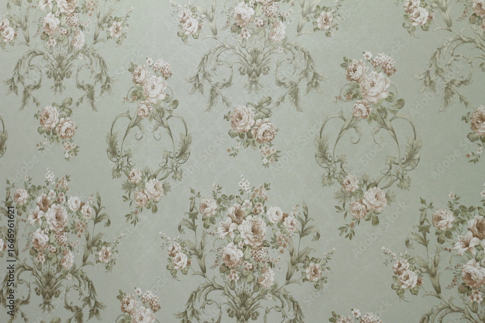 Obraz premium Vintage floral background on wallpaper.