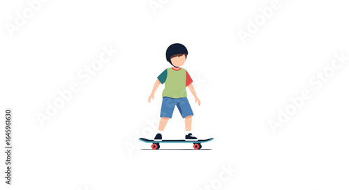 Young boy skateboarding with helmet, a fun, energetic illustration for youth and adventure