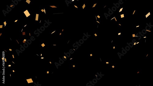 Gold confetti falling on black background, 4K luxury celebration animation