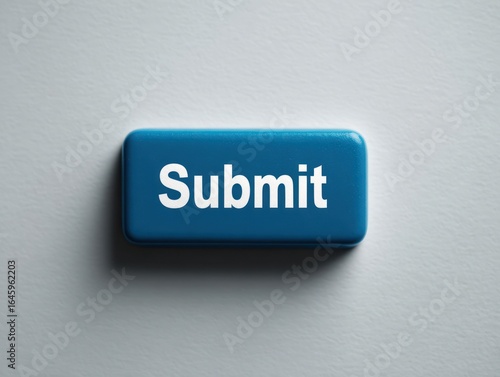 A blue submit button on a light gray surface