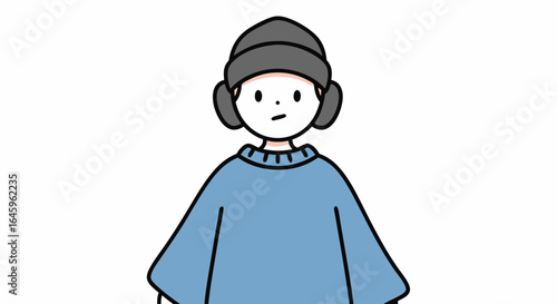 Thoughtful person wearing hat and earmuffs looking in contemplation, winter season