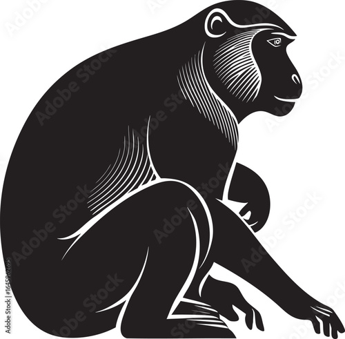 Black And White Monkey Silhouette Illustration