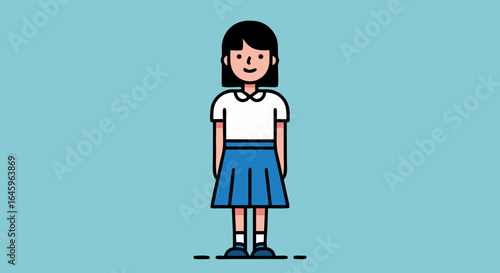 Cute student in school uniform, cheerful cartoon character for educational content and back to school illustrations