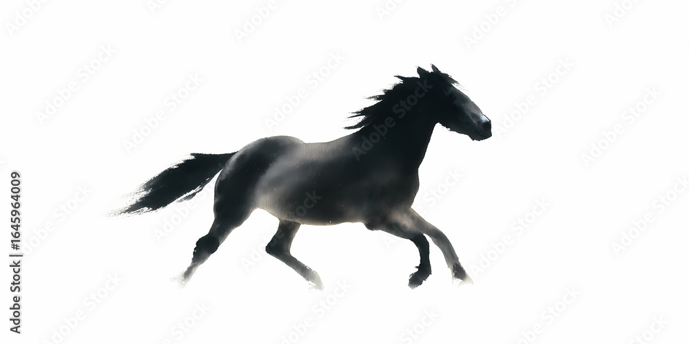 Fototapeta premium Galloping horse in motion minimalist sketch with bold strokes and flowing energy capturing speed and grace