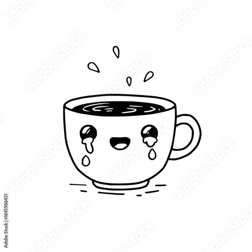 Crying coffee cup kawaii illustration cute coffee cup drawing coffee tears coffee art coffee lover caffeine drink 100