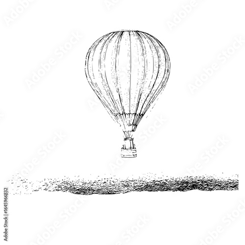Vintage hot air balloon sketch illustration drawing vector graphic image travel adventure exploration sky design art