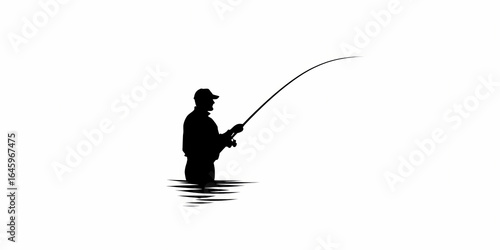 Traditional Fisherman Logo Line Art Design for Nautical and Maritime Branding with Vintage Hand-Drawn Aesthetic