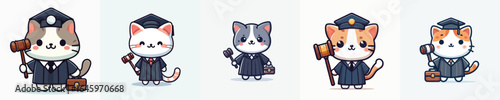 funny vector cat in judge costume