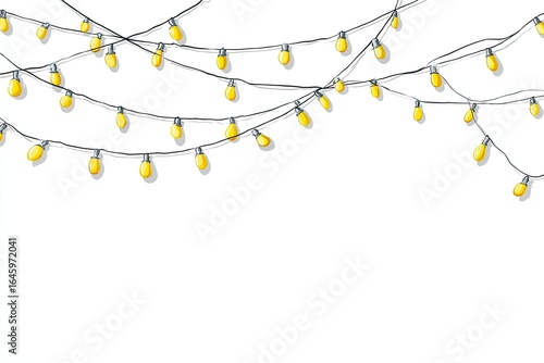 Decorative string lights against white background
