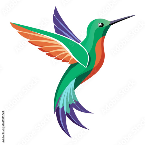 Sleek Hummingbird Vector Design White Background