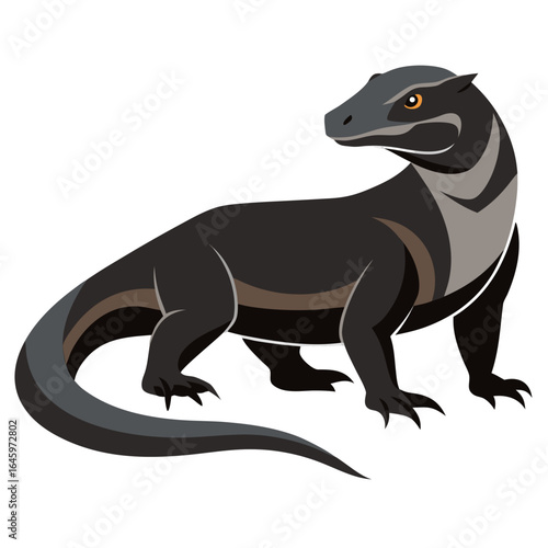 Sleek Komodo Dragon Vector Design White Background