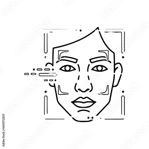 Facial recognition technology scanning a persons face for biometric identification and security purposes with futuristic design